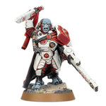 Warhammer 40,000 T'au Empire Cadre Fireblade model figure, detailed miniature with armor and weaponry, on a display base.