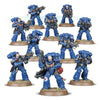 Space Marines Intercessor Squad miniatures from The Mighty Hobby Shop, showing detailed figures in armor with weapons.