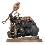 Primaris Space Marines Chaplain on bike miniature from The Mighty Hobby Shop, detailed model with armor and weapon.