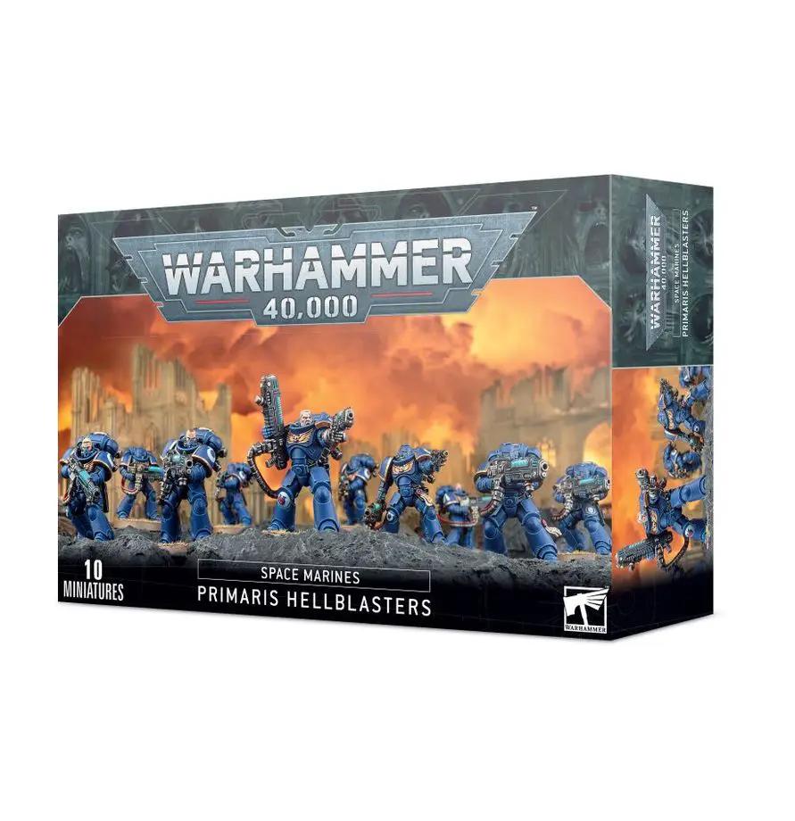 Space Marines Hellblaster Squad miniature set by THE MIGHTY HOBBY SHOP, featuring detailed Primaris Space Marines with plasma weaponry.