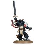 Black Templars Emperor's Champion miniature by THE MIGHTY HOBBY SHOP, detailed lead figure in black armor with heraldry.