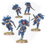 Space Marines Assault Intercessors with Jump Packs from THE MIGHTY HOBBY SHOP, featuring detailed armor and weaponry.