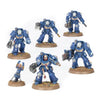 Space Marines Terminator Squad miniatures in detailed power armor, ready for tabletop gaming and strategic battles.