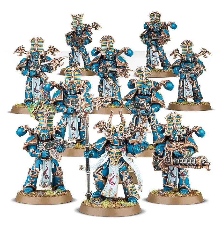 Thousand Sons Rubric Marines miniatures from THE MIGHTY HOBBY SHOP featuring painted models in detailed armor.