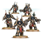 Chaos Terminator Squad from Warhammer 40K by THE MIGHTY HOBBY SHOP, featuring detailed chaos space marines in power armor.