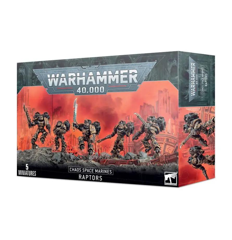 Chaos Space Marines Raptors miniature from THE MIGHTY HOBBY SHOP, featuring detailed figures with weapons and dynamic poses.
