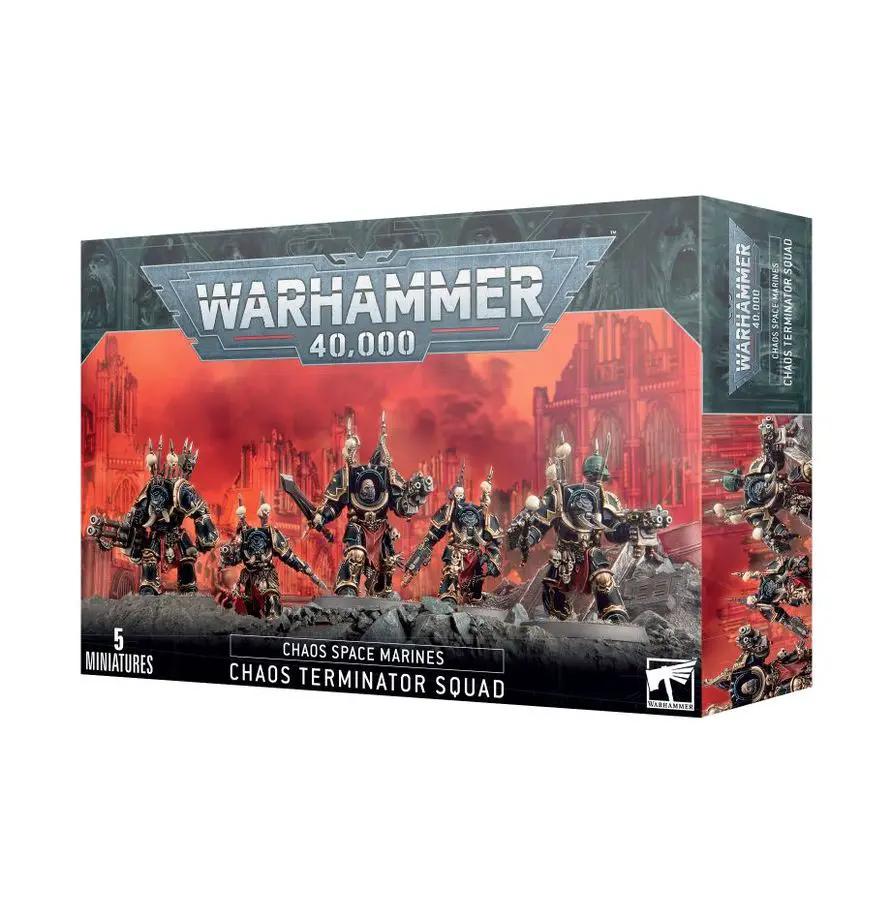 Chaos Terminator Squad from THE MIGHTY HOBBY SHOP featuring detailed plastic miniatures in armored combat suits.