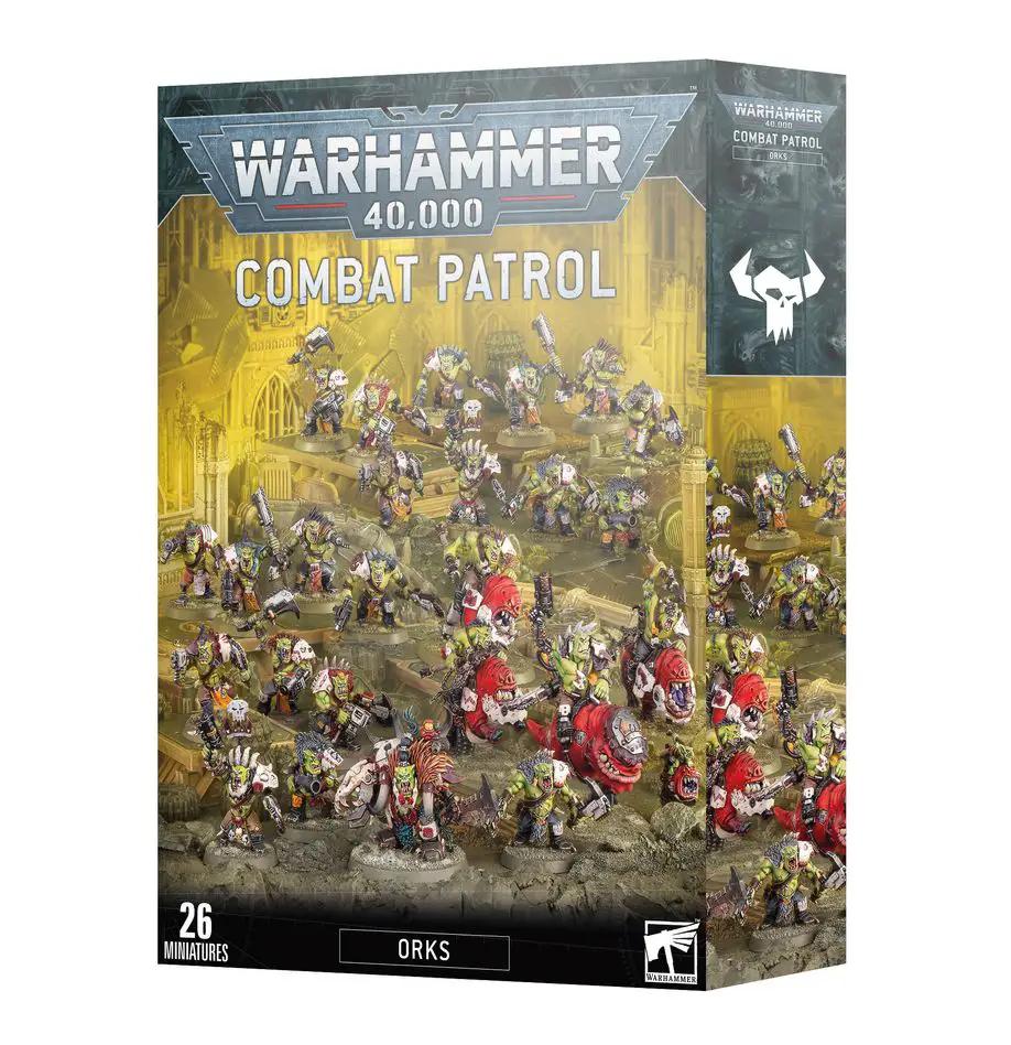 Warhammer 40,000 Combat Patrol Orks miniatures set featuring detailed Ork figures for tabletop gaming.