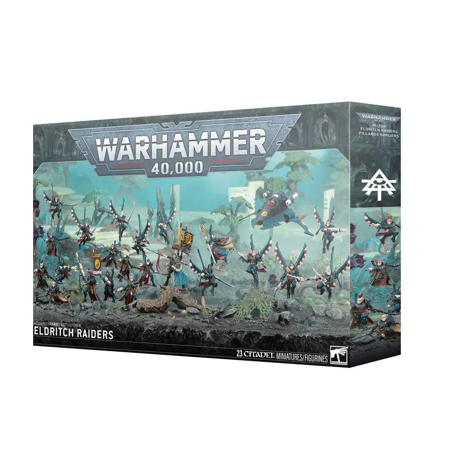 Aeldari Corsairs Eldritch Raiders Battleforce miniatures set with detailed models and weaponry for tabletop wargaming.
