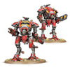 Imperial Knights: Knight Armigers model from THE MIGHTY HOBBY SHOP, showing detailed armored robot with weapons and intricate design.