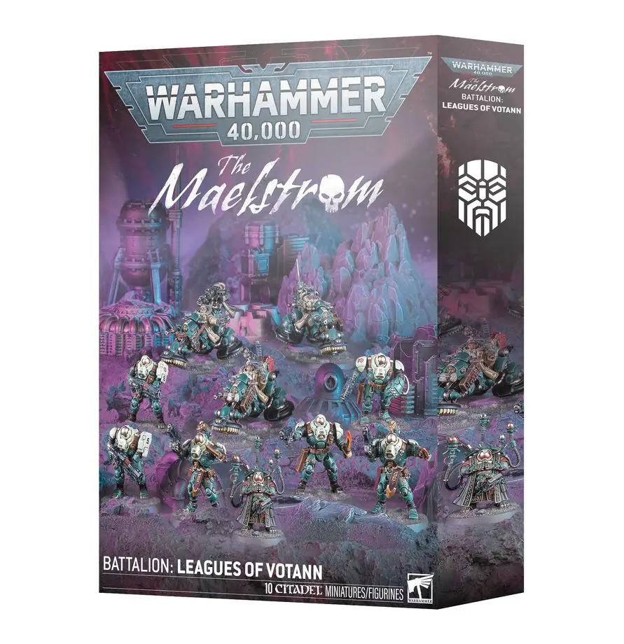 Leagues of Votann Maelstrom Battalion miniatures set for Warhammer 40K, featuring detailed sci-fi soldier figures and armor.