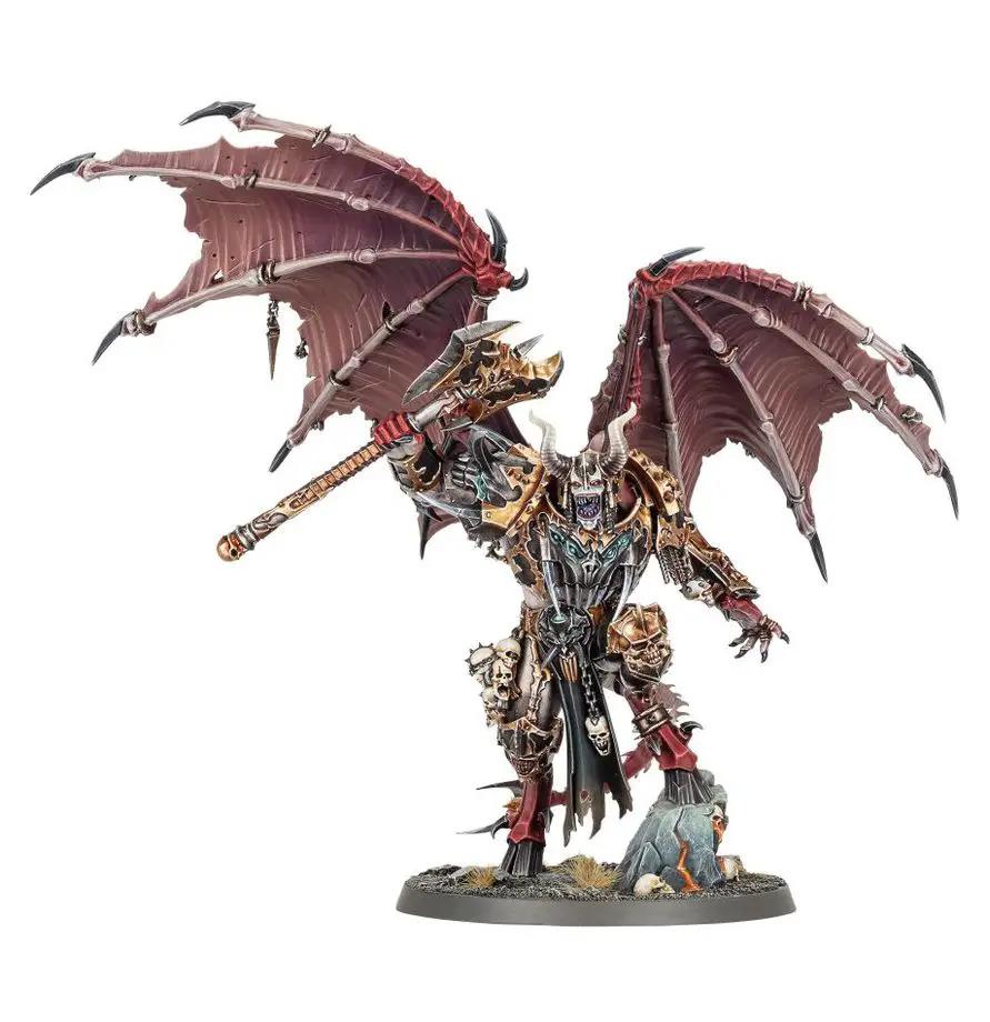 Detailed miniature of a Daemon Prince from Age of Sigmar, featuring intricate armor and demonic details, by THE MIGHTY HOBBY SHOP.