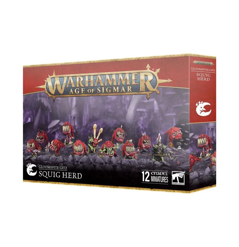Warhammer WarSquig Herd from Gloomspite Gitz, featuring a regiment of squigs with detailed miniature models.