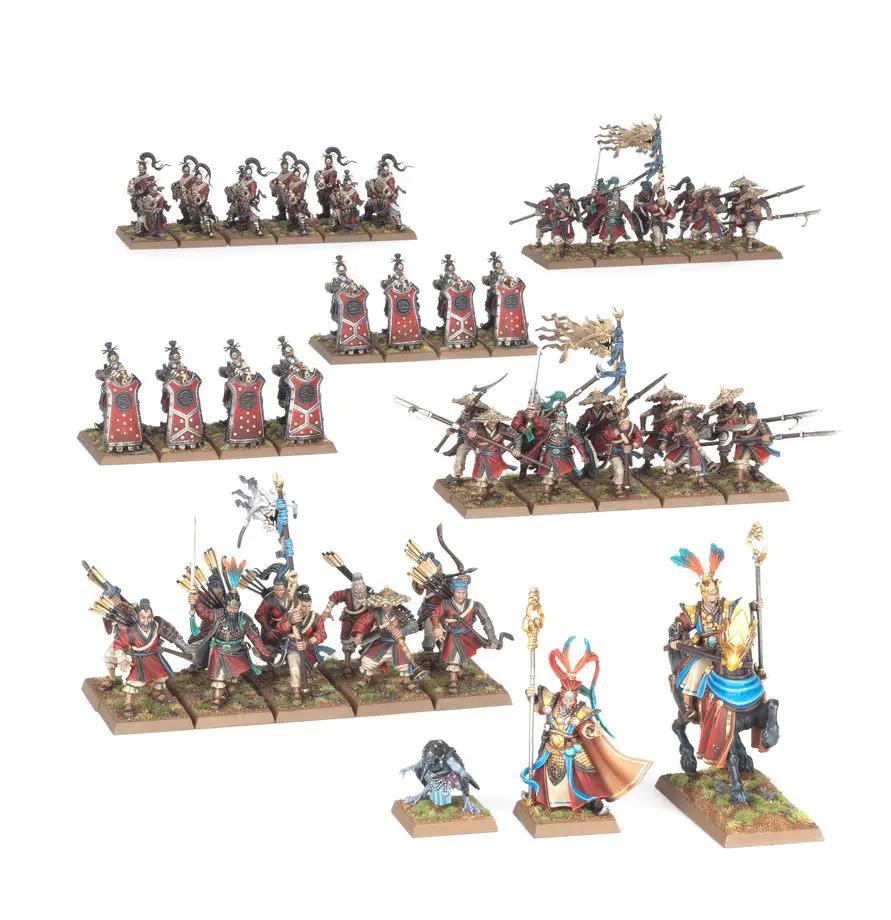 Detailed image of the Defenders of the Great Bastion Army Reinforcement Set by THE MIGHTY HOBBY SHOP, showcasing miniature figures and accessories.