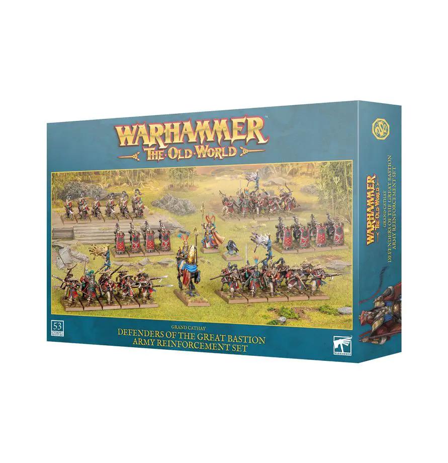 Miniature figures from the Defenders of the Great Bastion Army Reinforcement Set by THE MIGHTY HOBBY SHOP, showing detailed soldier models.