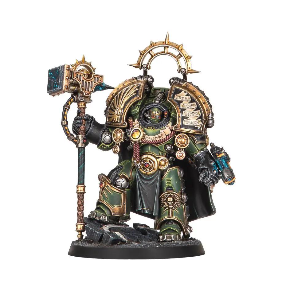 Saturnine Praetor model from Horus Heresy series by THE MIGHTY HOBBY SHOP, painted miniature with detailed armor and weapons.