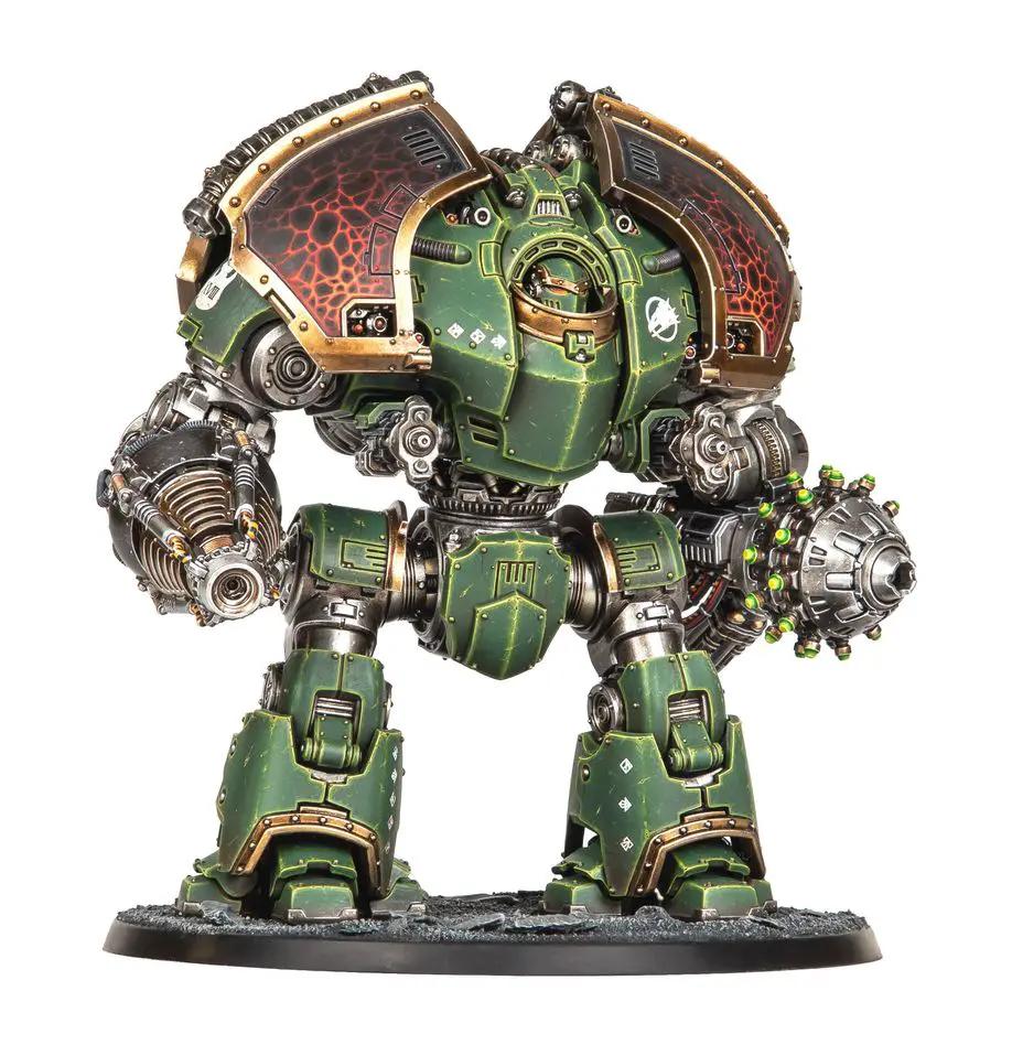 Saturnine Siege Dreadnought Ophion Configuration model from THE MIGHTY HOBBY SHOP, featuring detailed armor and weapon details.