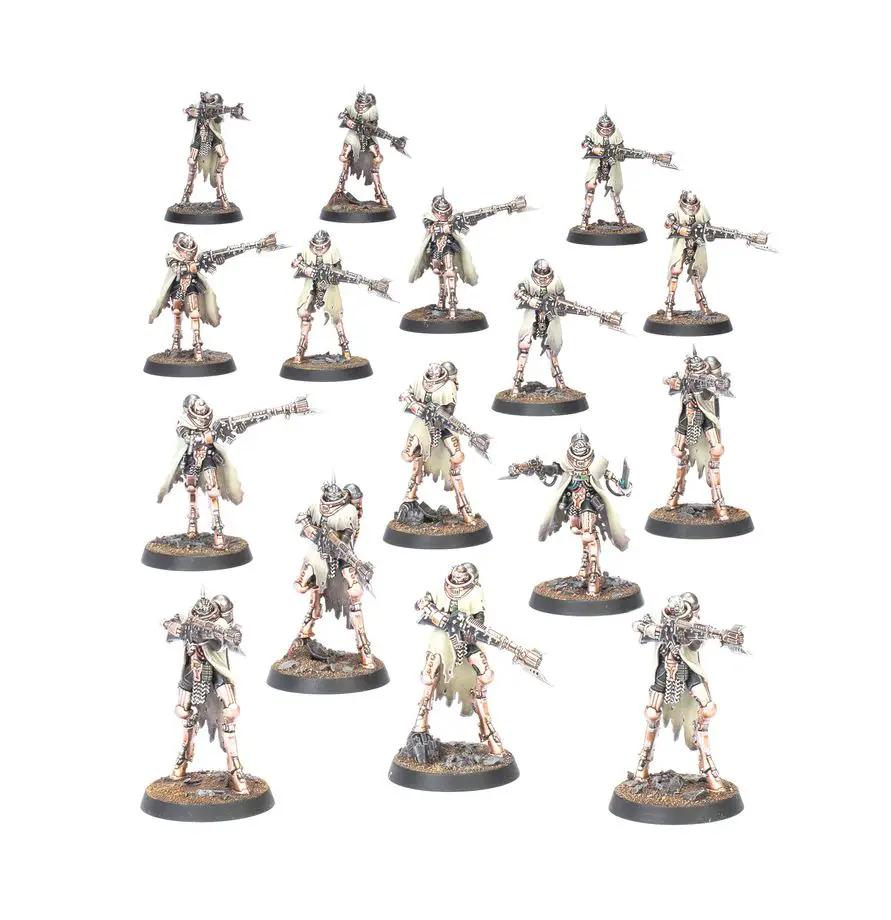 Skitarii Battle-Pilgrym Corpus miniatures from Mechanicum by THE MIGHTY HOBBY SHOP, featuring robotic figures in detailed armor.