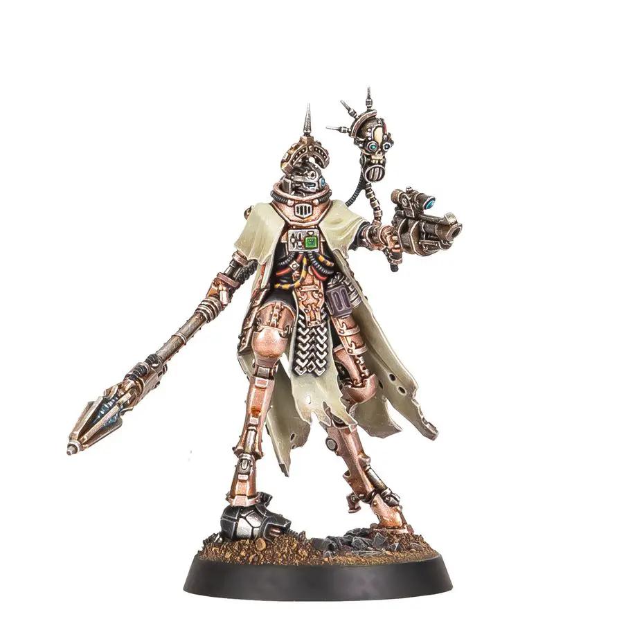 Skitarii Battle-Pilgrym Marshal from Mechanicum faction, detailed miniature figure for tabletop gaming, painted with armor and weaponry