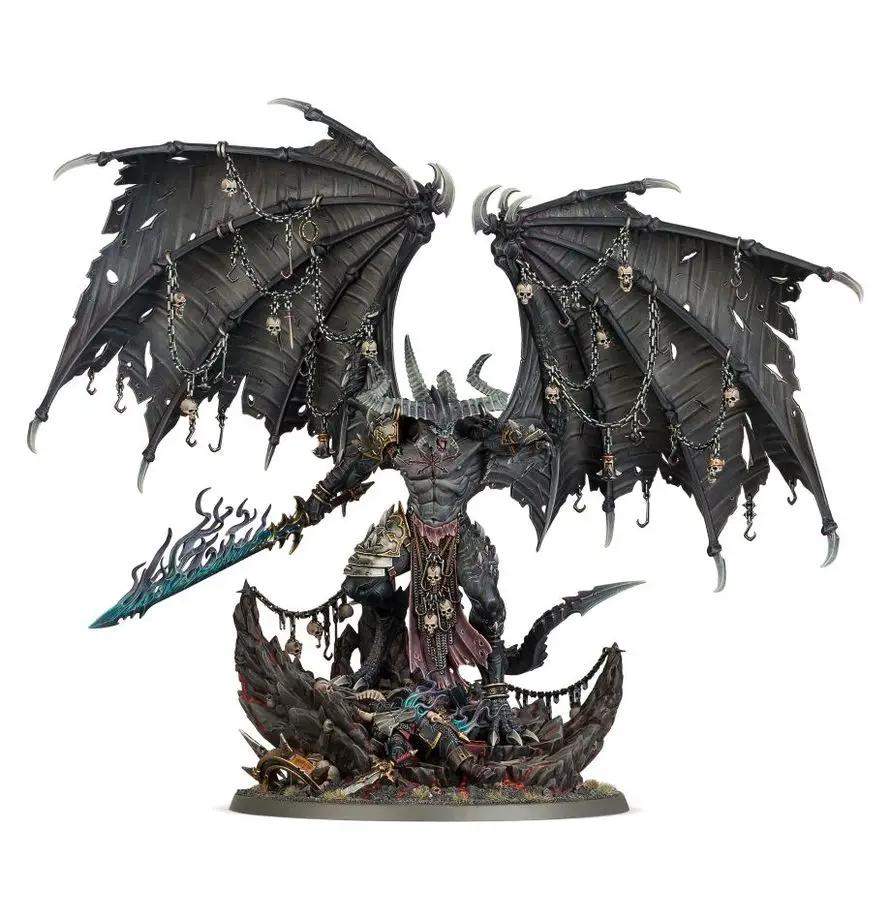 Detailed image of Be'lakor, the Dark Master from Age of Sigmar, showcasing his intricate chaos daemon design and dark color scheme.