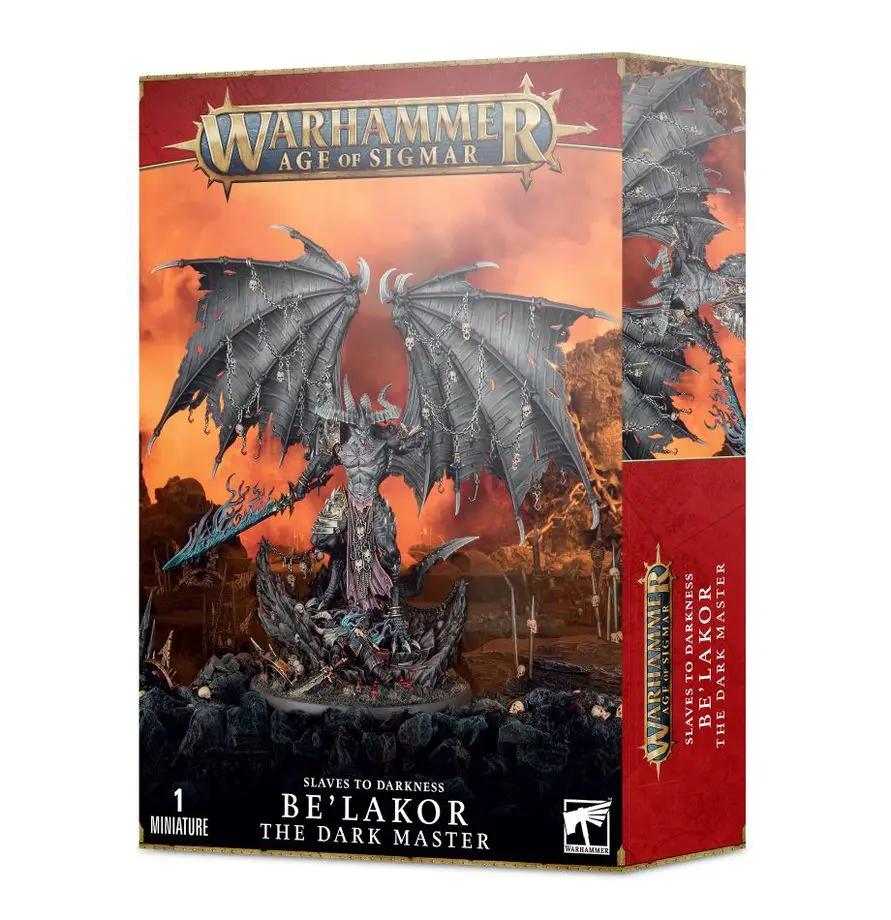 Dark Lord Be'lakor from Age of Sigmar, the Dark Master, featuring intricate miniature details and a fearsome pose.
