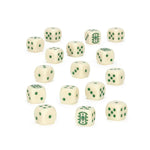 Set of Ossiarch Bonereapers dice from THE MIGHTY HOBBY SHOP, featuring detailed black and white gaming dice with bone-like designs.