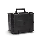 Warhammer battle figure case in black with protective foam interior, designed for storing and transporting miniatures safely.