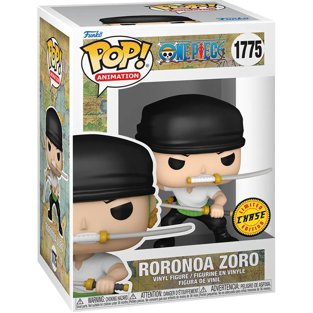Pop! Animation One Piece Zoro figure by THE MIGHTY HOBBY SHOP, featuring Zoro in his iconic outfit and pose.