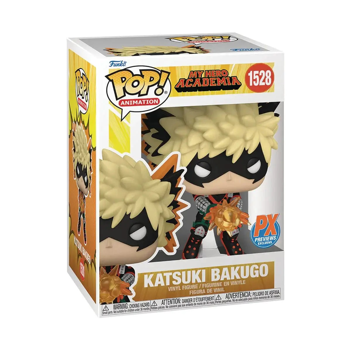 My Hero Academia Katsuki Bakugo Funko Pop! vinyl figure #1528, Previews Exclusive, detailed figure with explosive costume and hairstyle.