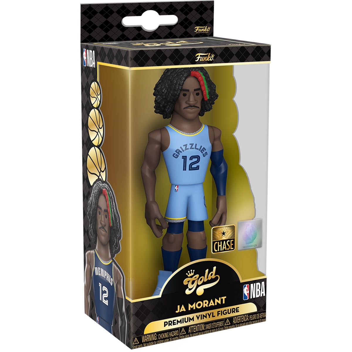 Gold vinyl NBA action figure of Ja Morant from the Memphis Grizzlies by THE MIGHTY HOBBY SHOP.