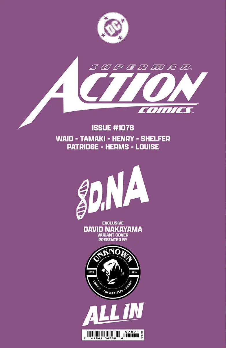 [FOIL] ACTION COMICS #1078 UNKNOWN COMICS DAVID NAKAYAMA EXCLUSIVE VIRGIN CONVENTION PREMIUM VAR (12/04/2024) by Unknown Comic Books