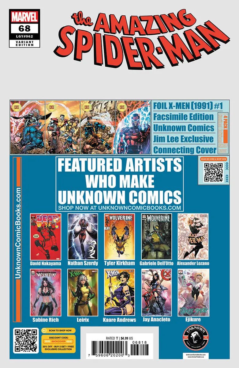 Amazing Spider-Man #68 Unknown Comics Exclusive Mateus Manhanini Var (02/26/2025) by Unknown Comic Books