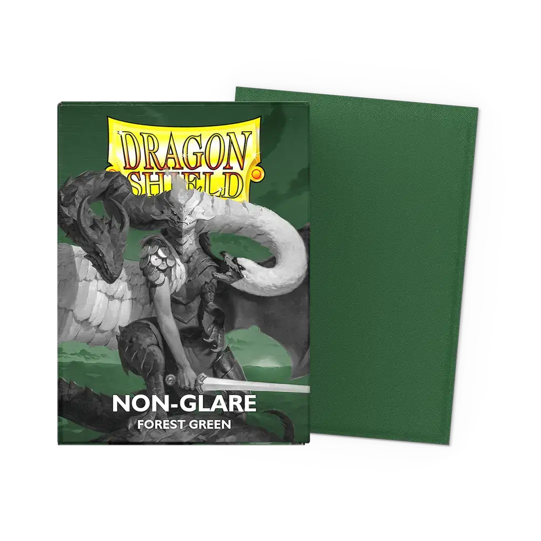 Forest green non-glare matte sleeves in standard size, featuring smooth finish, ideal for card protection from THE MIGHTY HOBBY SHOP.