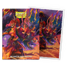 Matte art trading sleeves with standard size, featuring The Fallen design from THE MIGHTY HOBBY SHOP, shown in a clear, close-up view.