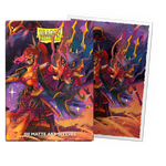 Matte art trading sleeves with standard size, featuring The Fallen design from THE MIGHTY HOBBY SHOP, shown in a clear, close-up view.