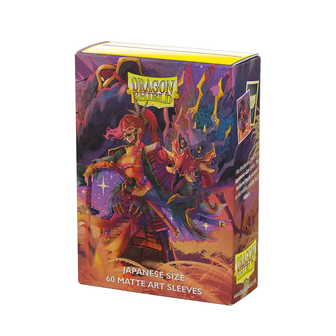 Japanese size matte art sleeves from The Fallen by THE MIGHTY HOBBY SHOP, featuring detailed artwork and transparent design.