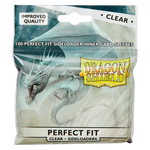 Clear sideloading perfect fit sleeves for trading cards, designed by THE MIGHTY HOBBY SHOP, shown in a close-up image