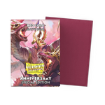 Matte dual sleeves with pomegranate and gold design from THE MIGHTY HOBBY SHOP, shown in close-up with detailed accents.