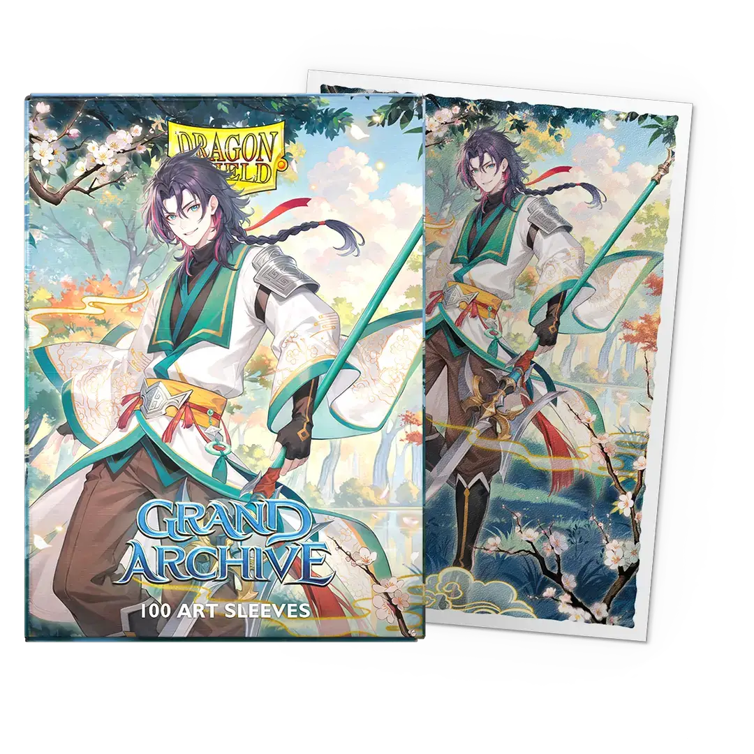 Matte art sleeves for trading cards featuring Jin, Fate Defiant from Grand Archive, standard size, with detailed artwork design.