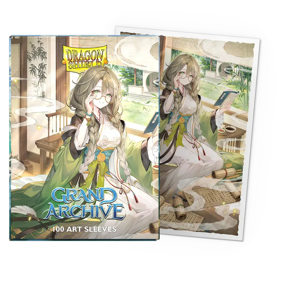 Matte art sleeves featuring Kongming, Wayward Maven from Grand Archive, standard size, with detailed fantasy character artwork.