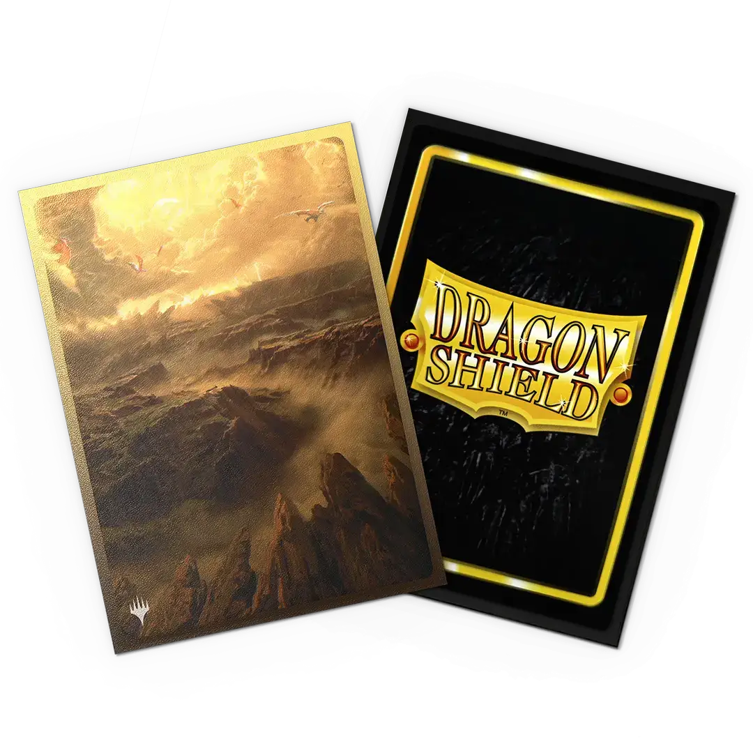 Matte dual art sleeves from the Landfall Series Arid Mesa by THE MIGHTY HOBBY SHOP, showcasing desert landscape artwork.
