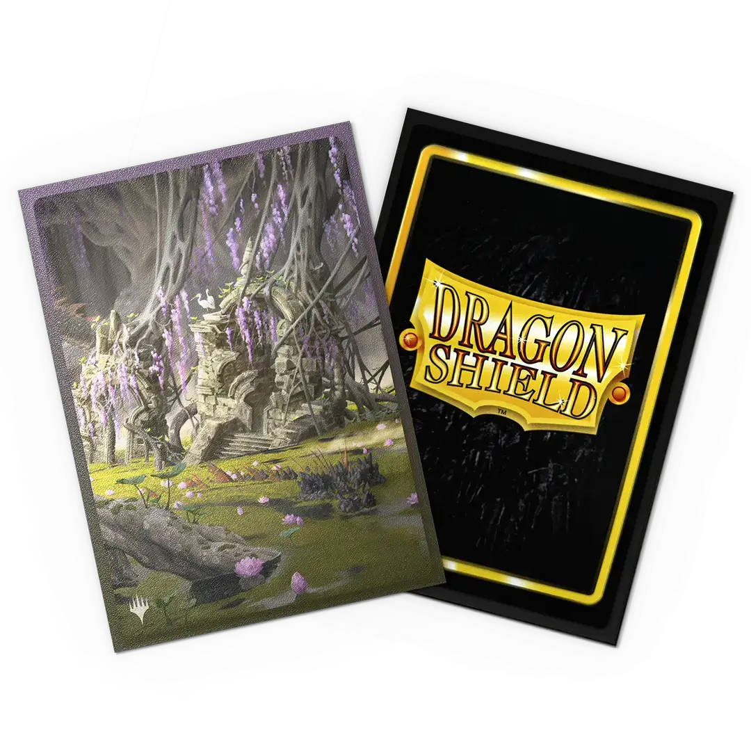 Matte dual art Magic: The Gathering card sleeves featuring Verdant Catacombs artwork from the Landfall Series by THE MIGHTY HOBBY SHOP