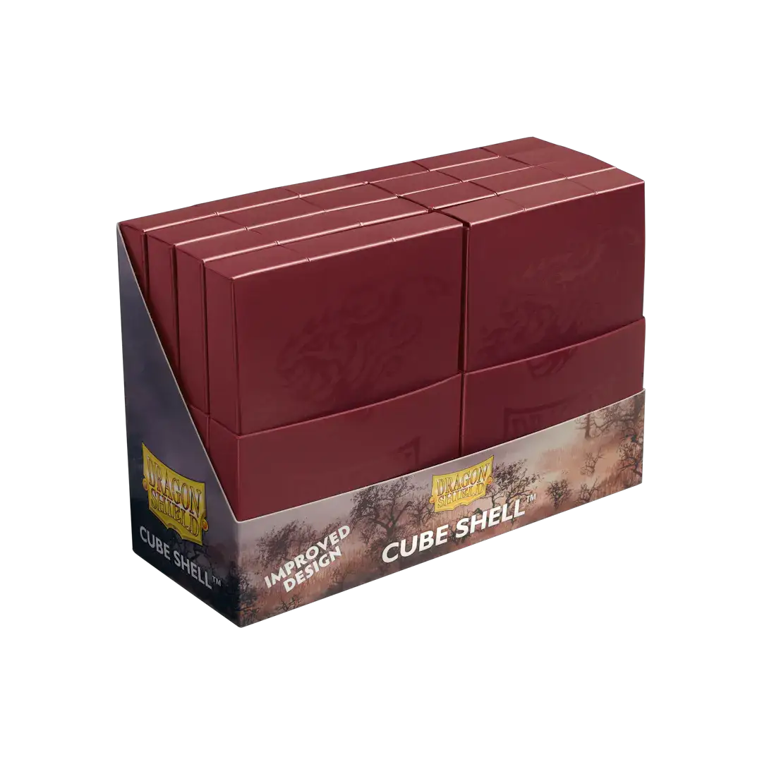 Blood red Cube Shell from THE MIGHTY HOBBY SHOP with detailed textured surface and geometric cube design.