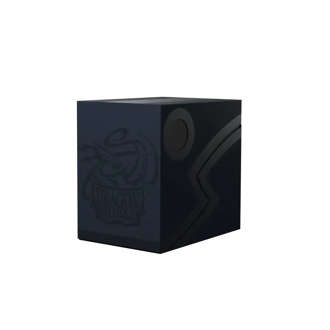 Dark blue double shell with intricate design, crafted by THE MIGHTY HOBBY SHOP, shown from a front angle.