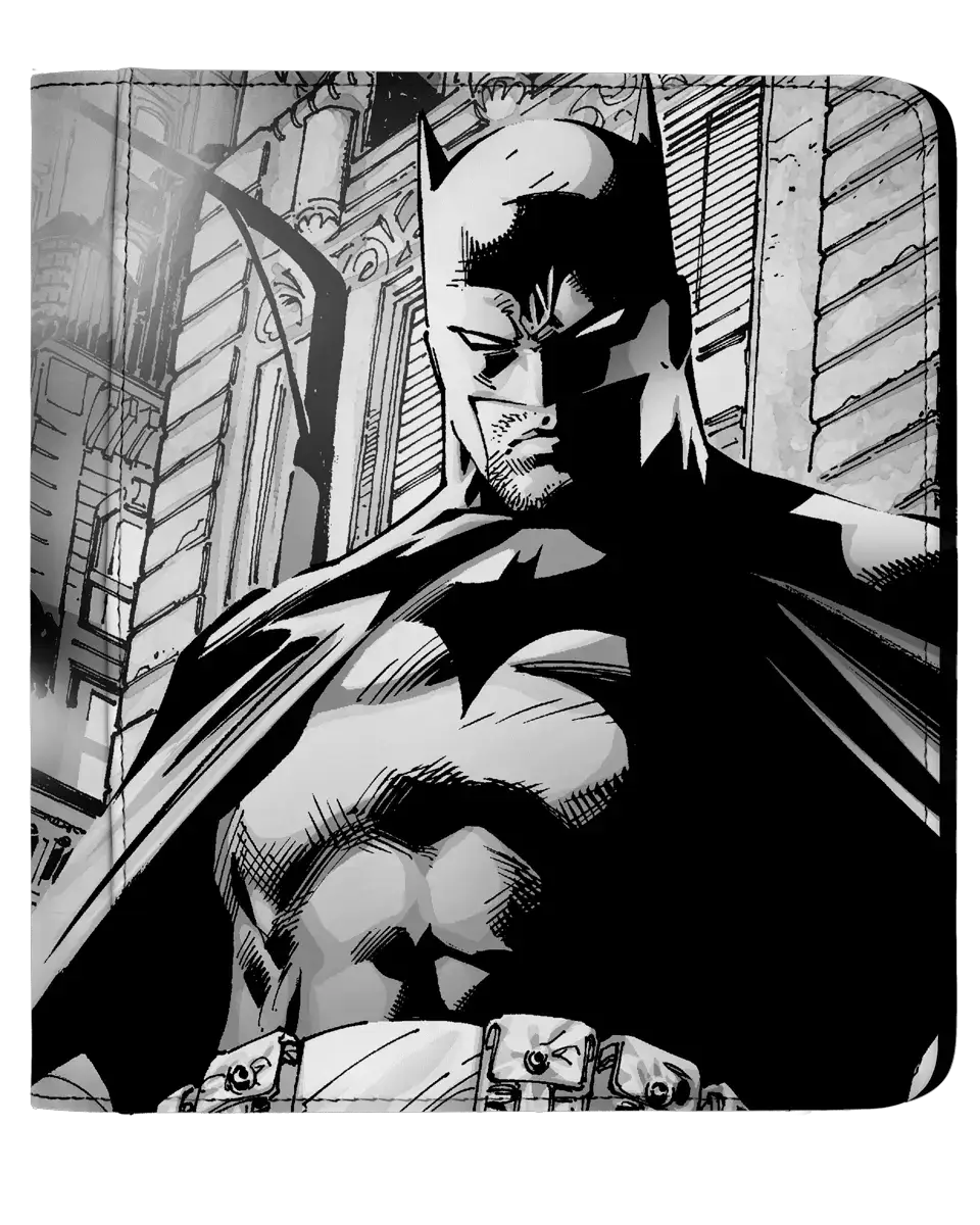 Batman Core Dark Knight Card Codex Portfolio by THE MIGHTY HOBBY SHOP, featuring a sleek black design with Batman artwork and multiple card slots.