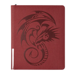 Blood red Card Codex Zipster binder by THE MIGHTY HOBBY SHOP with a zipper closure and regular size, shown open with card slots inside.