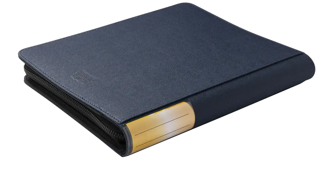 Midnight blue Card Codex Zipster binder from THE MIGHTY HOBBY SHOP with a zippered closure and regular size for organizing cards.