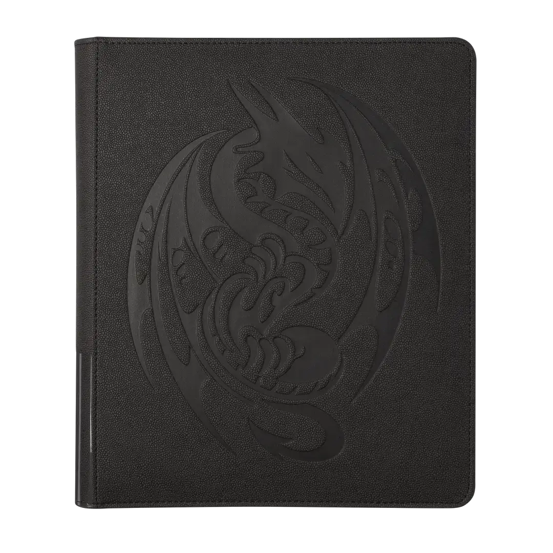 Iron grey Card Codex Portfolio 360 by THE MIGHTY HOBBY SHOP, open with card slots and protective cover for trading cards.
