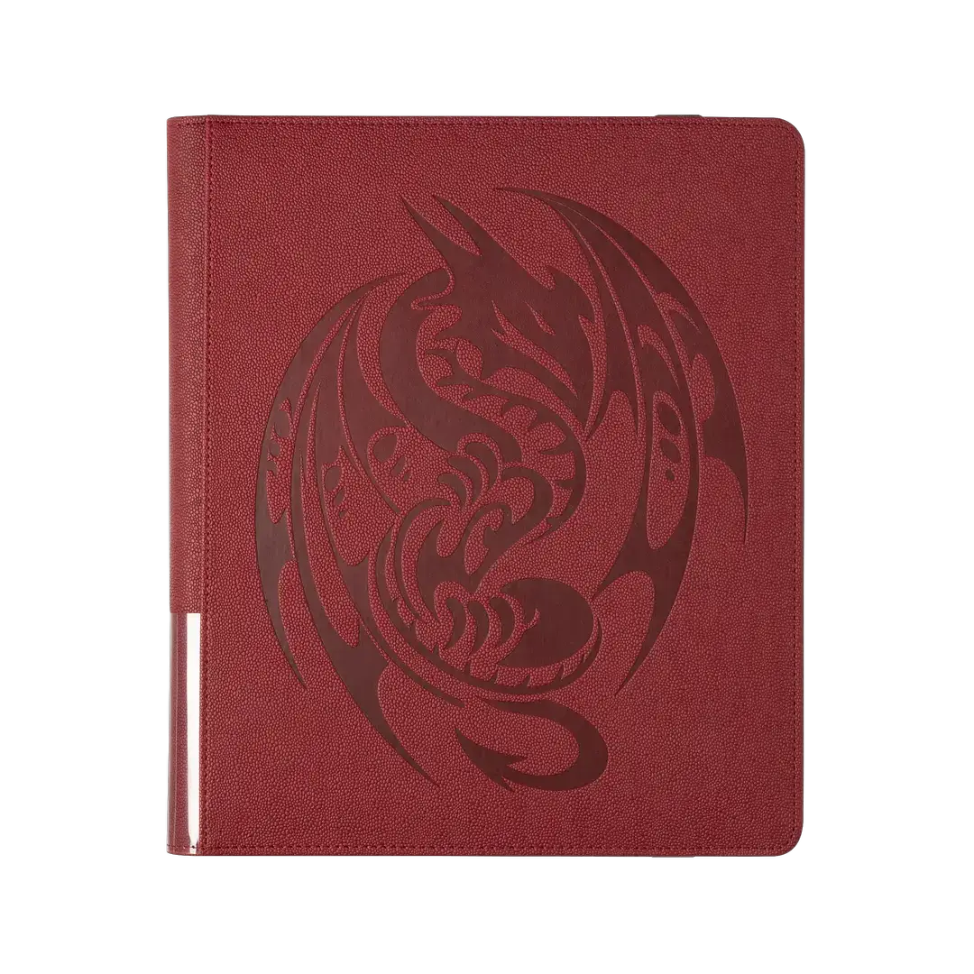 Blood red Card Codex Portfolio 360 by THE MIGHTY HOBBY SHOP, showcasing a sleek, durable card storage and organization solution