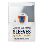 Large card storage sleeves by The Mighty Hobby Shop, clear plastic sleeves for protecting trading and collectible cards.